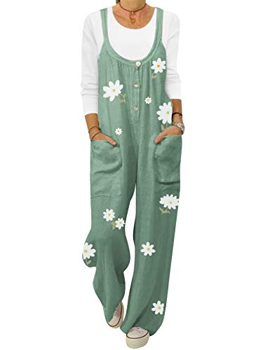 ACHIOOWA Latzhose Damen Blumen Floral Overall Jumpsuit Blumen Loose Sommerhose...