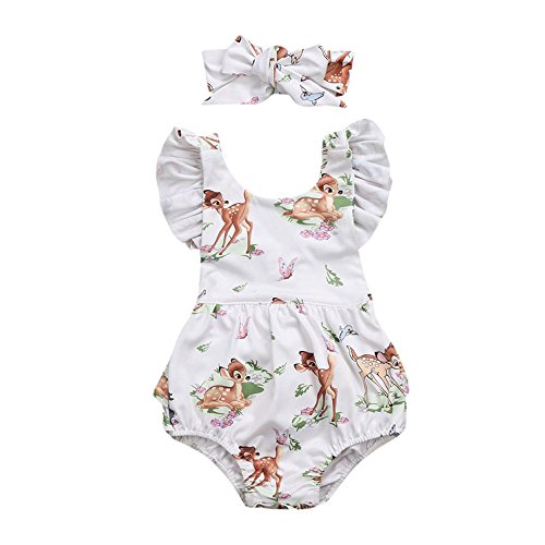 Allence Babykleidung Mädchen Volltonfarbe Kurze ÄRmel RüSchen Oberteile +...